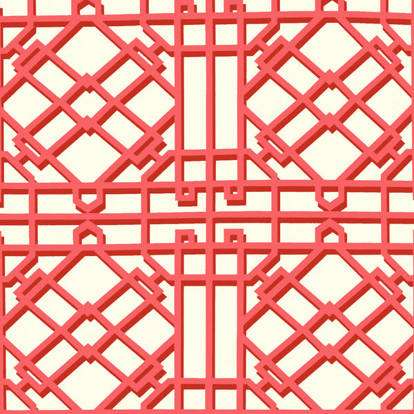 Pavilion Trellis - Red Wallcovering | Kravet