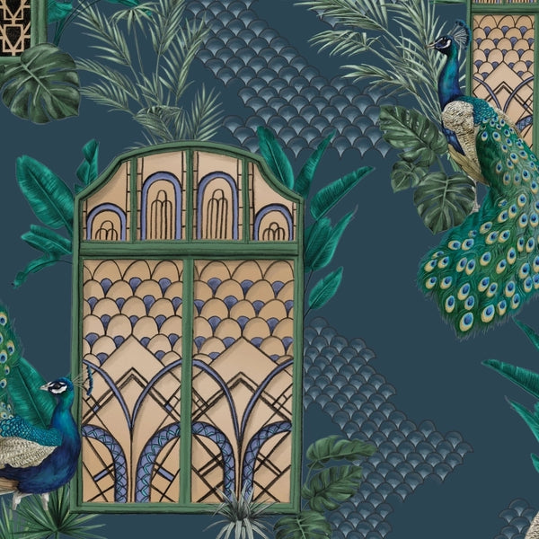 Peacock Manor Rose - Pale Pink Wallcovering | Brand McKenzie