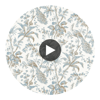 Peacock Toile Fabrics (af57828) – Soft Blue and Beige | Thibaut Circular Swatch | Thibaut