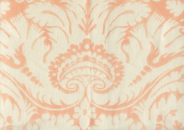 Borghese Background, Peche on Taj Ecru Wallcoverings | Quadrille