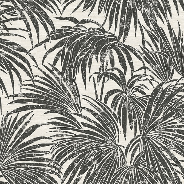Peel and Stick Black & White Cassava Palm Wallcovering | Jeffrey Stevens