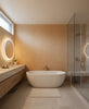 Perugia Amber Grasscloth Wallcovering | Fentucci - bathroom room setting