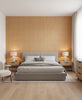 Perugia Amber Grasscloth Wallcovering | Fentucci - bedroom room setting
