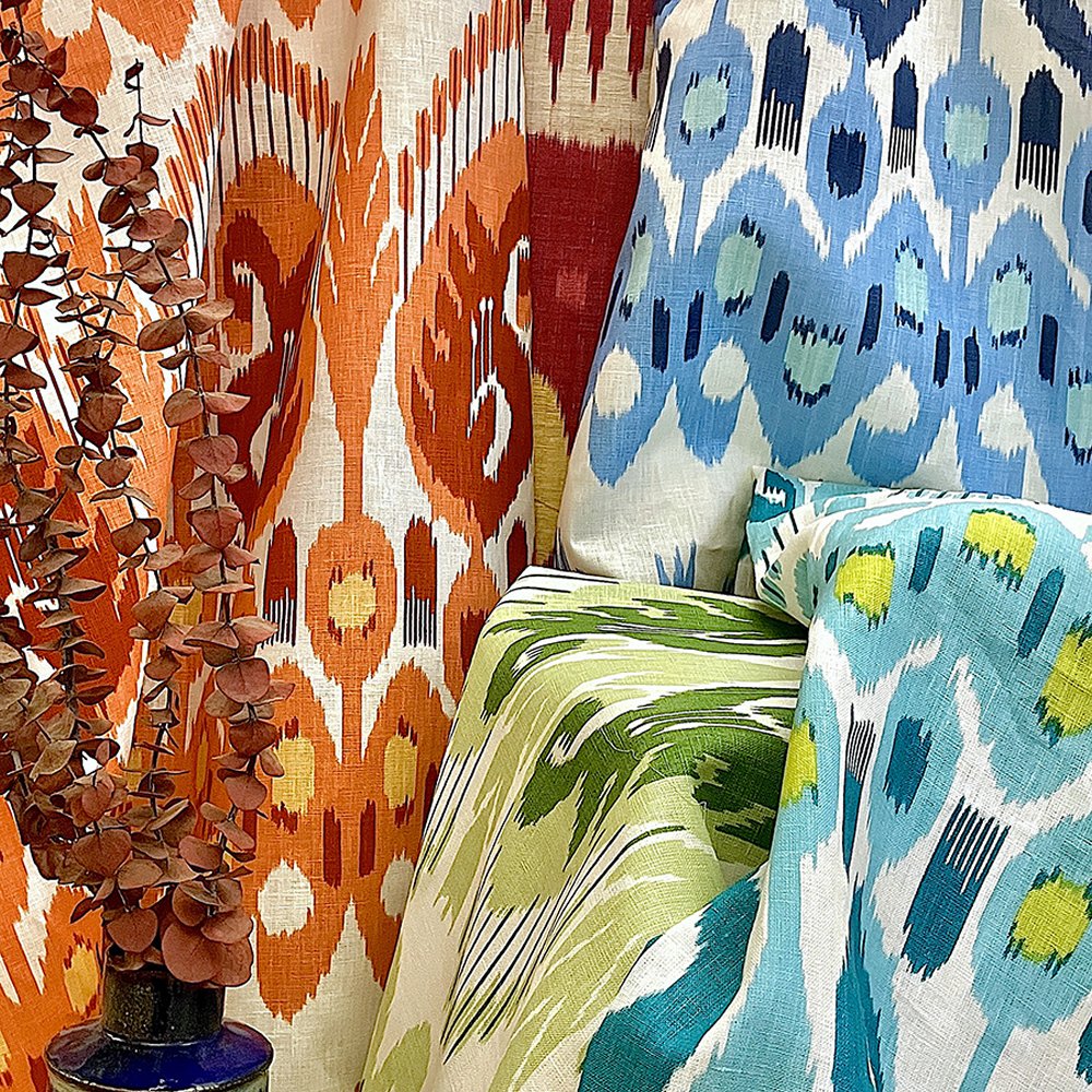 Petra Ikat, Medium Blue / New Blue / Navy on Linen