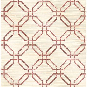 Phaius Burgundy Trellis Wallcovering | Jeffrey Stevens - Image 2