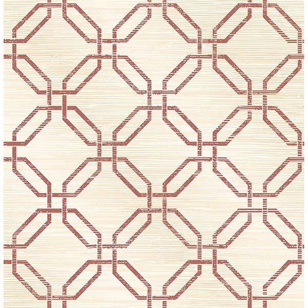 Phaius Burgundy Trellis Wallcovering | Jeffrey Stevens - Image 1