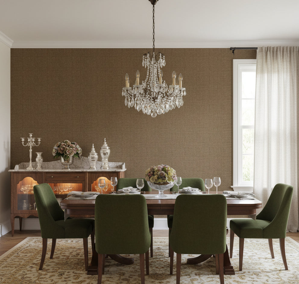 Philipana Grasscloth | Phillipe Romano - dining room room setting