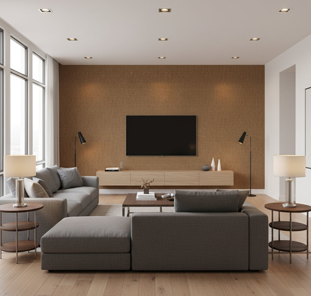 Philipana Grasscloth | Phillipe Romano - living room room setting