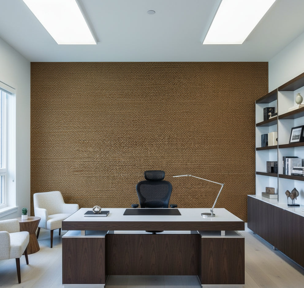 Philipana Grasscloth | Phillipe Romano - office room setting