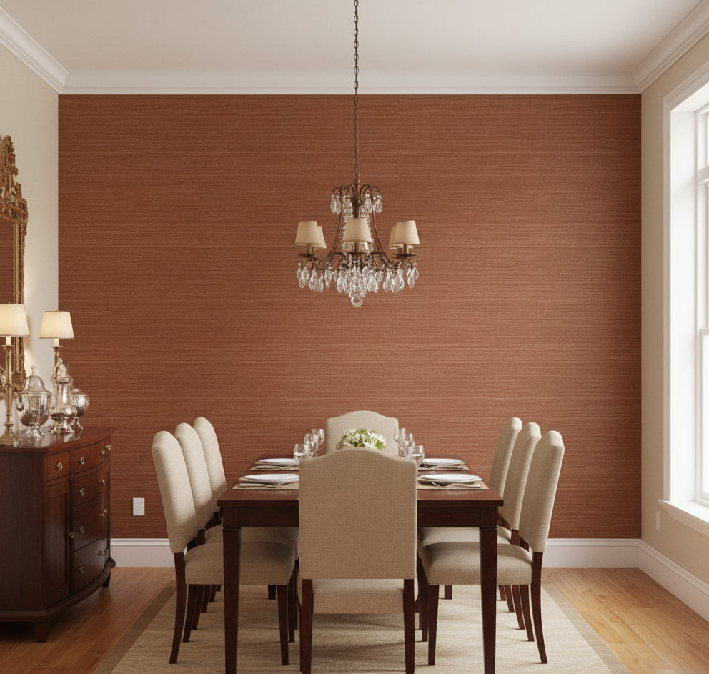 Philipana Grasscloth | Phillipe Romano - dining room room setting