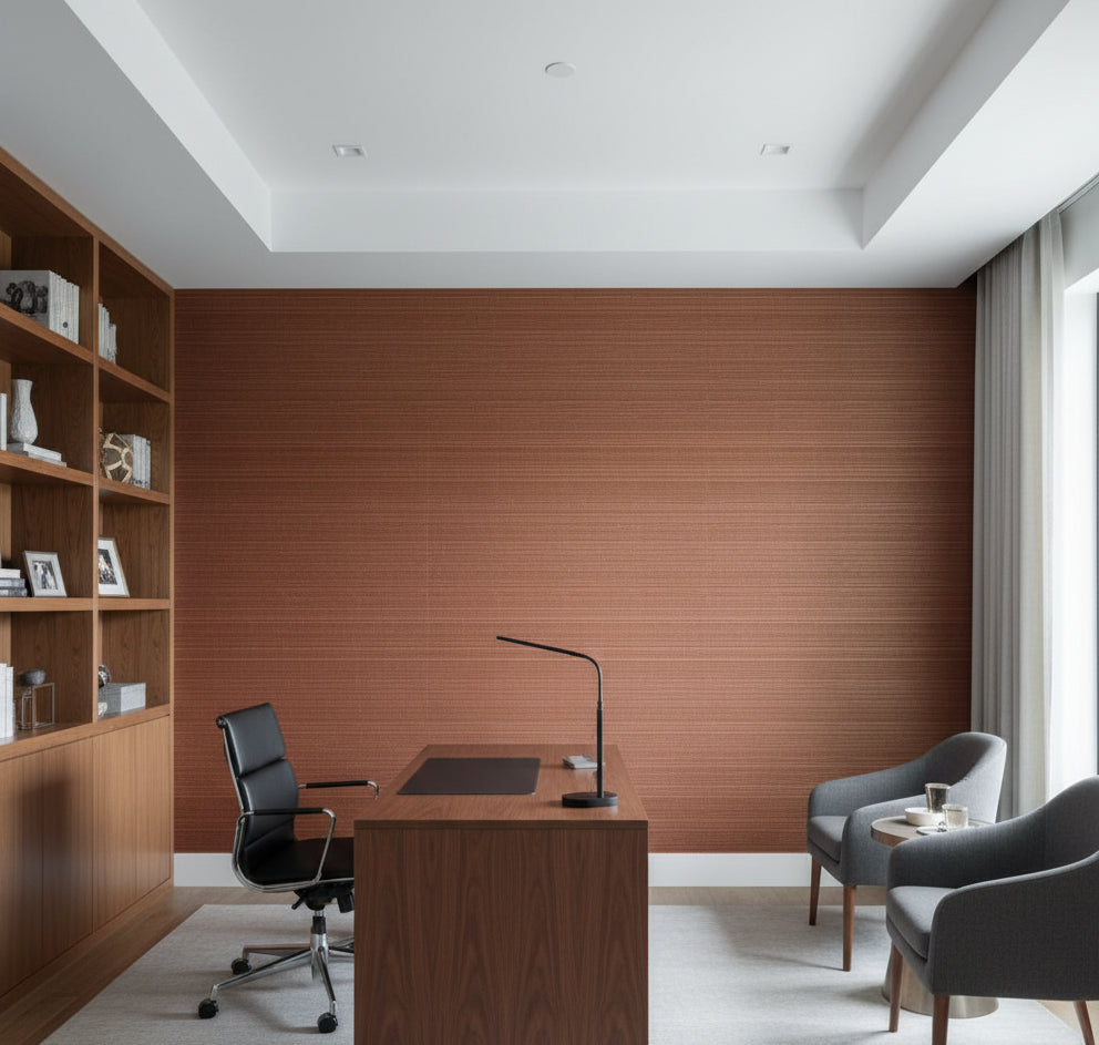 Philipana Grasscloth | Phillipe Romano - office room setting