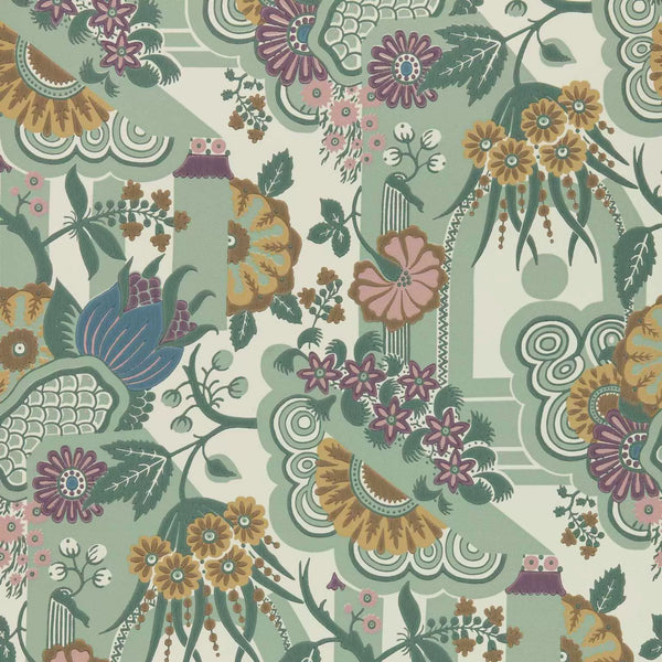 V&a Pineapple Garden - Sage - Green Wallcovering | 1838 Wallcoverings