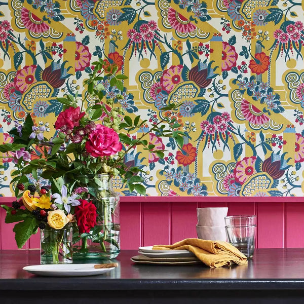 V&a Pineapple Garden - - Yellow Wallcovering | 1838 Wallcoverings