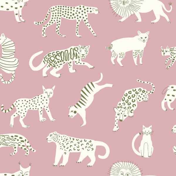 Pink Kitty Kitty Novelty Peel and Stick Wallcovering | Jeffrey Stevens