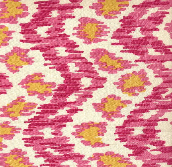 Zizi Vertical Dark Pink Light Pink Gold Screen Printed Fabric | China Seas