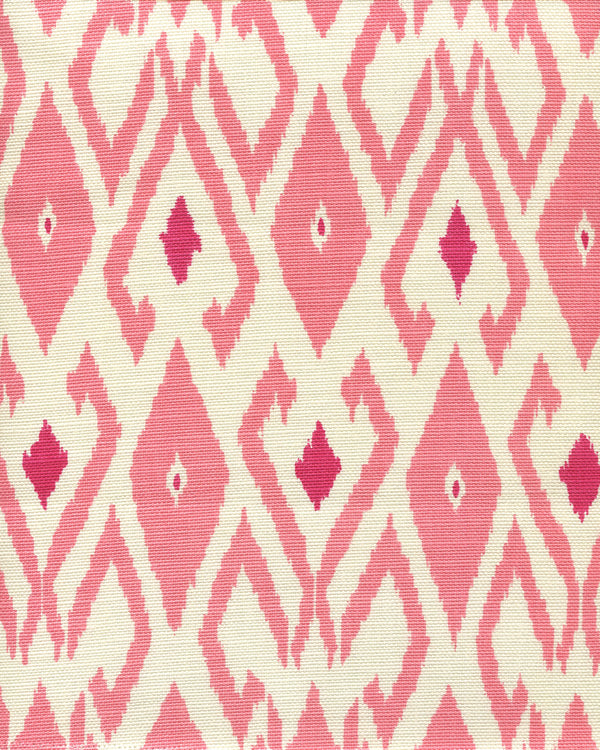 Lockan Pink Magenta on Tint Screen Printed - White Fabric | China Seas