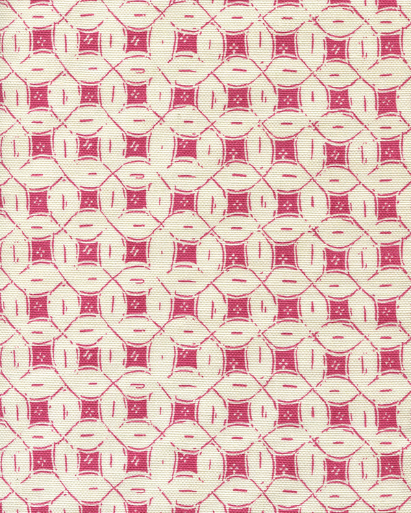 Peacock Background Batik Pink Screen Printed - White Fabric | China Seas