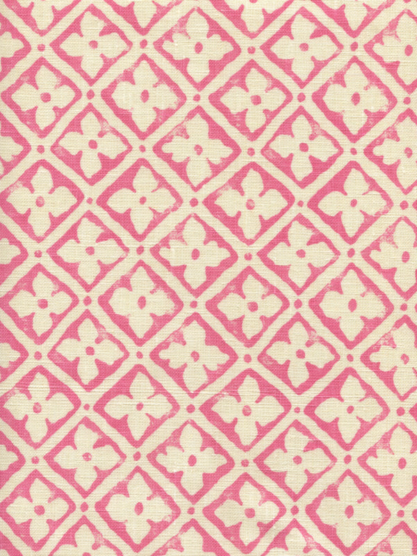 Puccini, Pink on Tinted Linen Wallcoverings | Quadrille