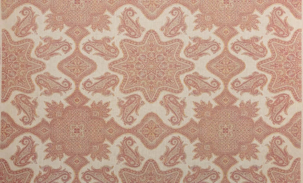 Pinks Rose on Ecru Linen Wallcoverings | Home Couture