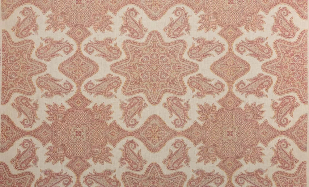 Pinks Rose on Ecru Linen