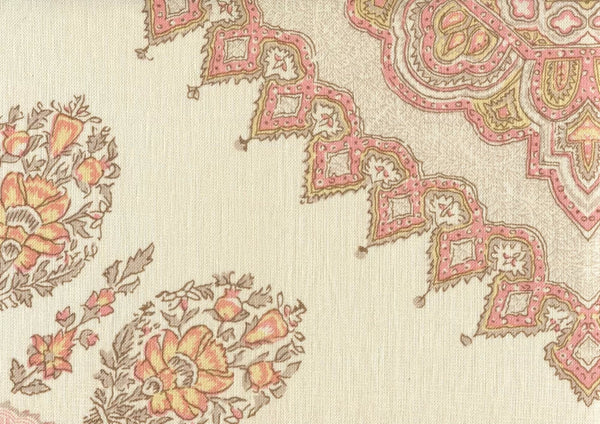 Pink/Taupe on Cream Linen Wallcoverings | Home Couture