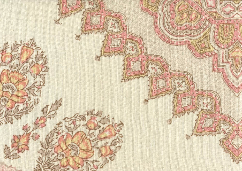 Pink/Taupe on Cream Linen