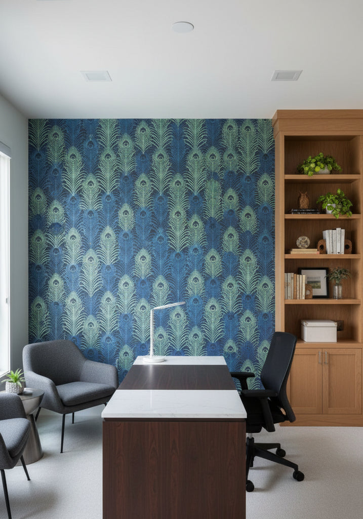 Pippy's Peacock Wallcovering - office room setting