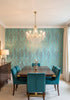 Pippy's Peacock Wallcovering - Teal - dining room room setting