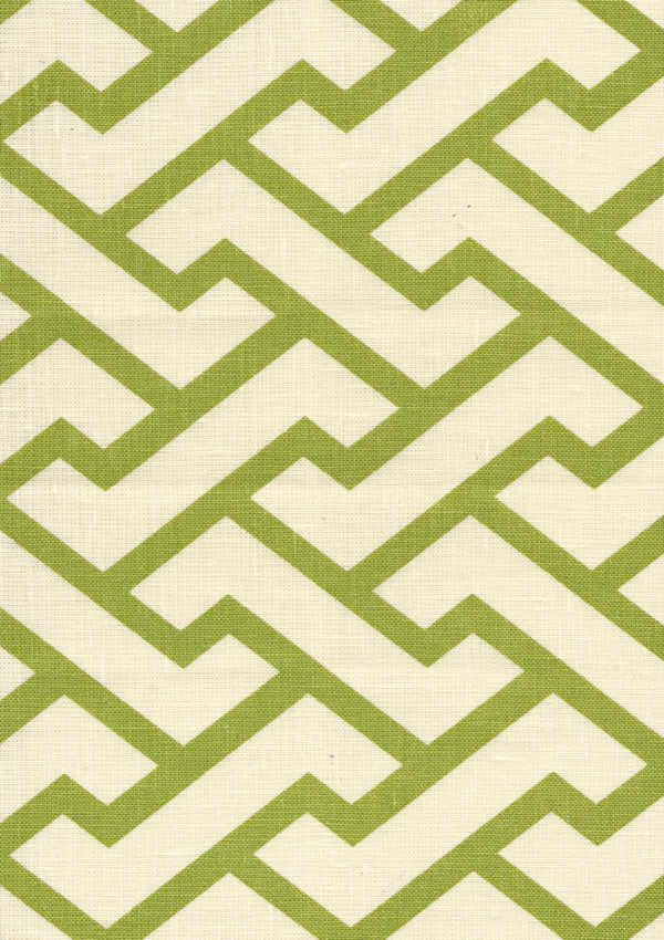 Aga Pistachio on Tint Screen Printed - Off-White Fabric | China Seas