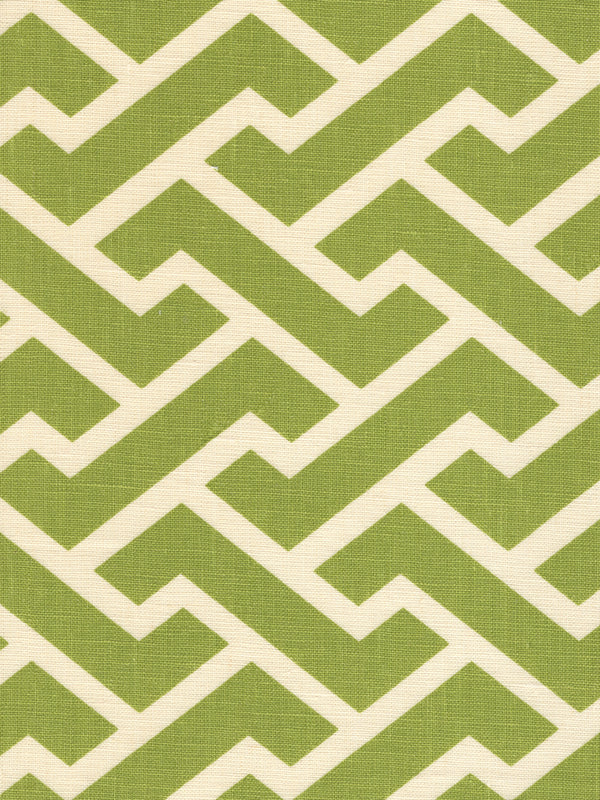 Aga Reverse Pistachio Green on Tint Screen Printed Fabric | China Seas