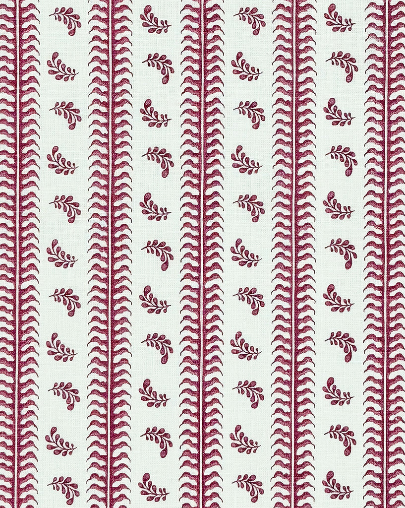 Montclair Stripe, Plum on White Linen