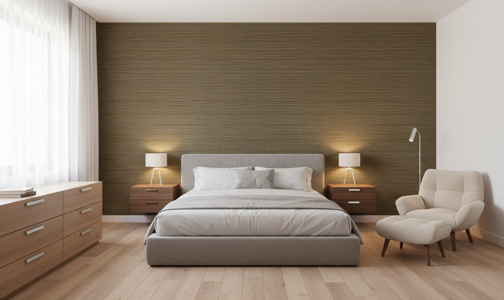 Pohaka Multi Color Grasscloth | Phillipe Romano - bedroom room setting