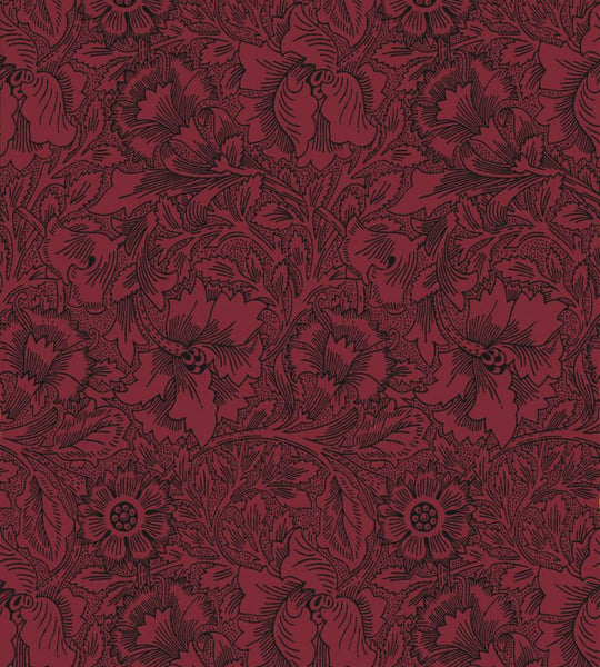 Poppy Wallpaper Wine  | William Morris