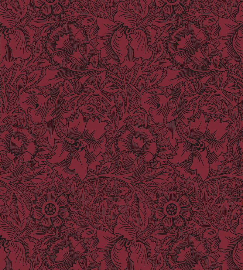 Poppy Wallpaper Wine  | William Morris