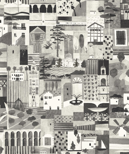 Postal Black and White Wallcovering | Tres Tintas
