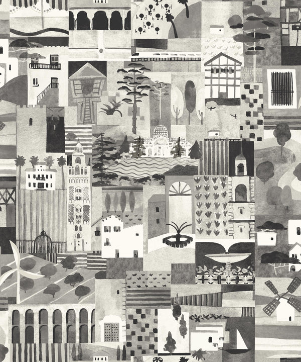 Postal Black and White Wallcovering | Tres Tintas
