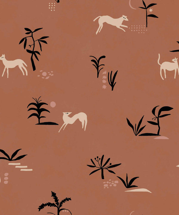 Prehistoric Creatures Red Wallcovering | Tres Tintas