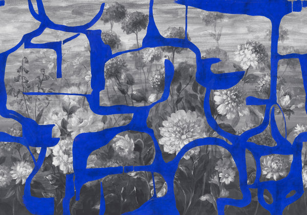 Prehistoric Flowers Blue Wallcovering | Tres Tintas