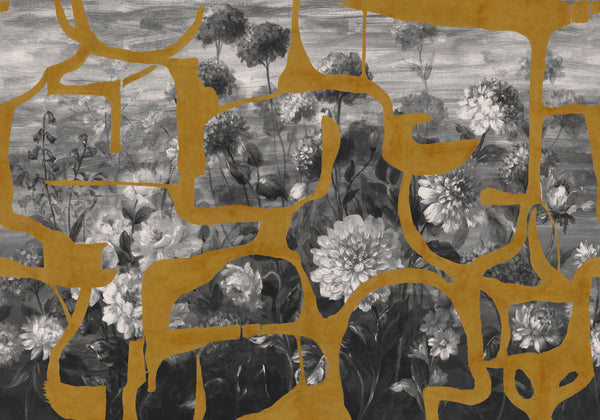 Prehistoric Flowers Ocher Wallcovering | Tres Tintas