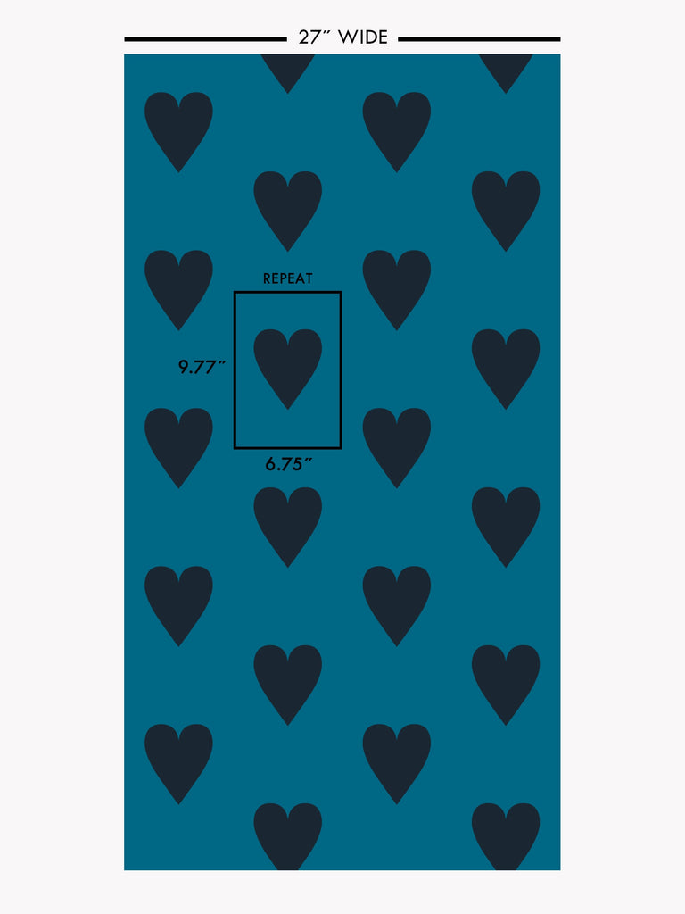 Heart and Soul Large, Black on Blue Wallcovering | FallingStar Studio