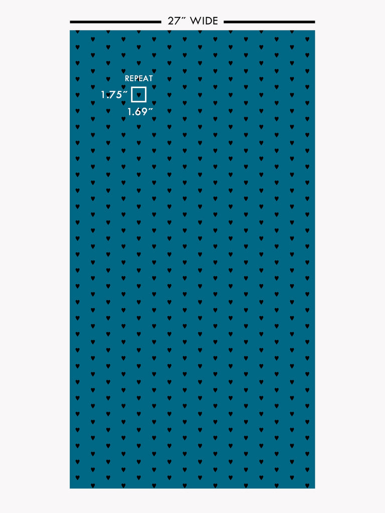 Heart and Soul Small, Black on Blue Wallcovering | FallingStar Studio