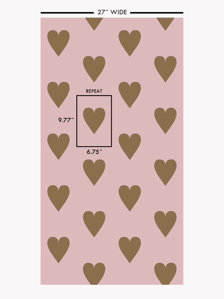 Heart and Soul Large, Gold on Mauve Wallcovering | FallingStar Studio
