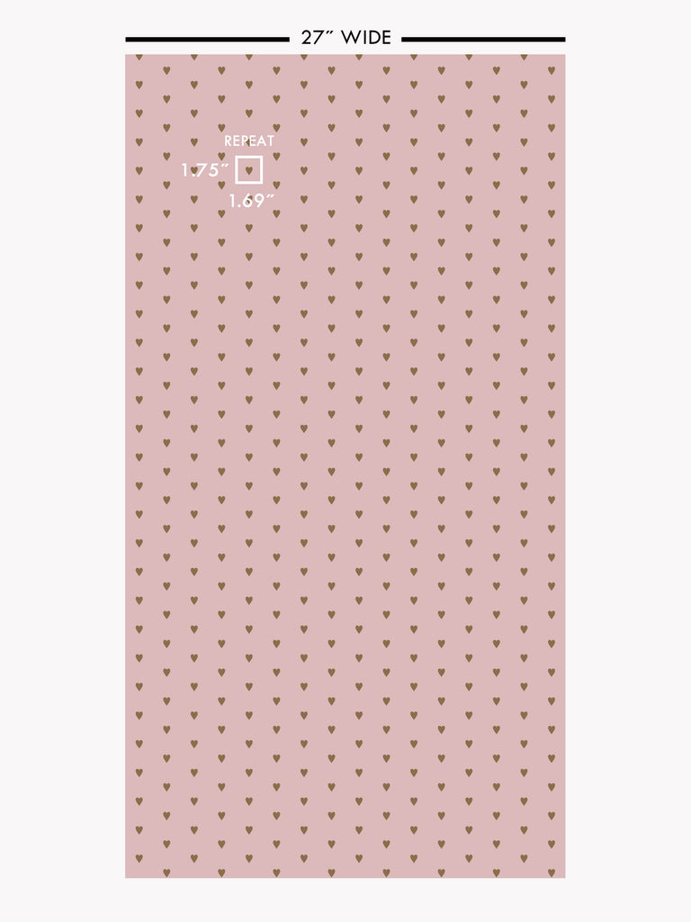 Heart and Soul Small, Gold on Mauve Wallcovering | FallingStar Studio