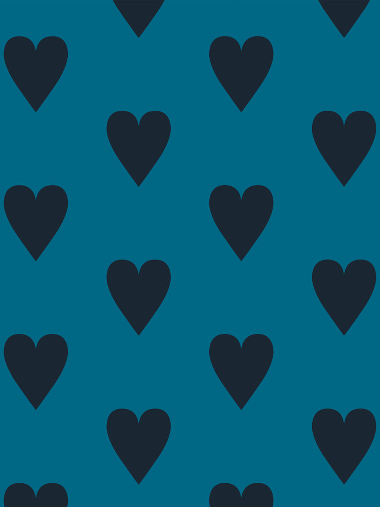 Heart and Soul Large, Black on Blue Wallcovering | FallingStar Studio