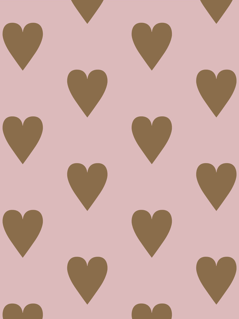 Heart and Soul Large, Gold on Mauve Wallcovering | FallingStar Studio