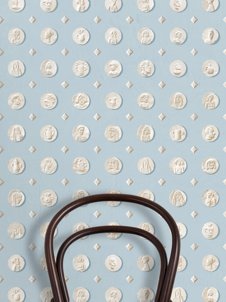 Medals Kiln Blue Wallcovering | FallingStar Studio