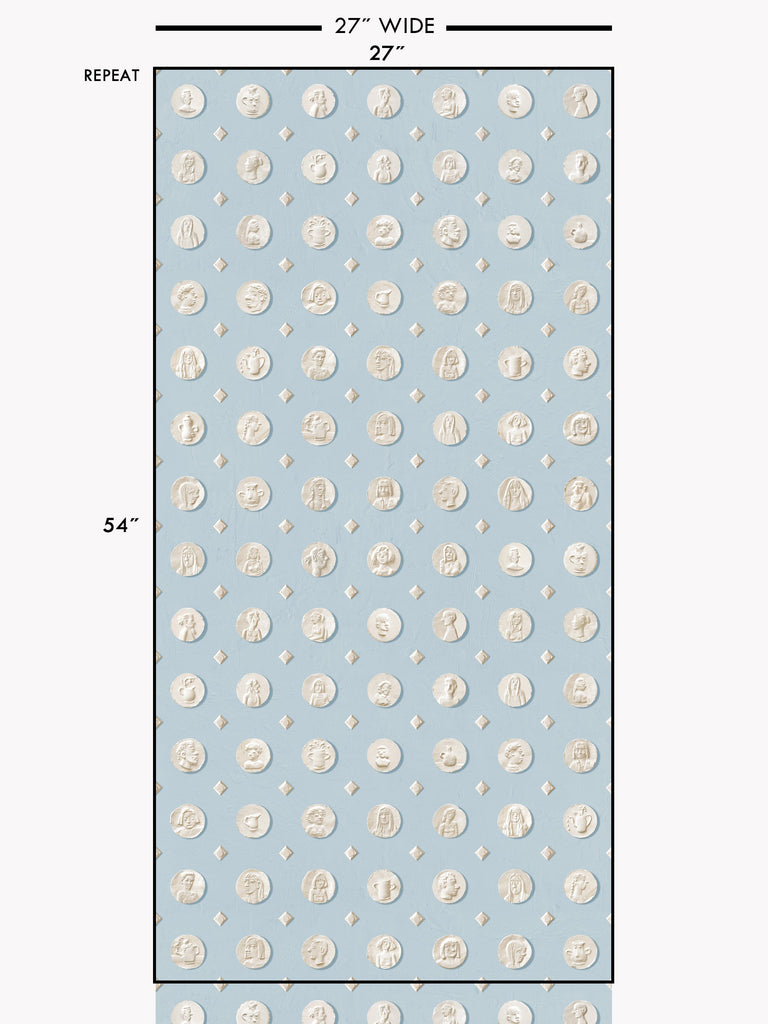 Medals Kiln Blue Wallcovering | FallingStar Studio