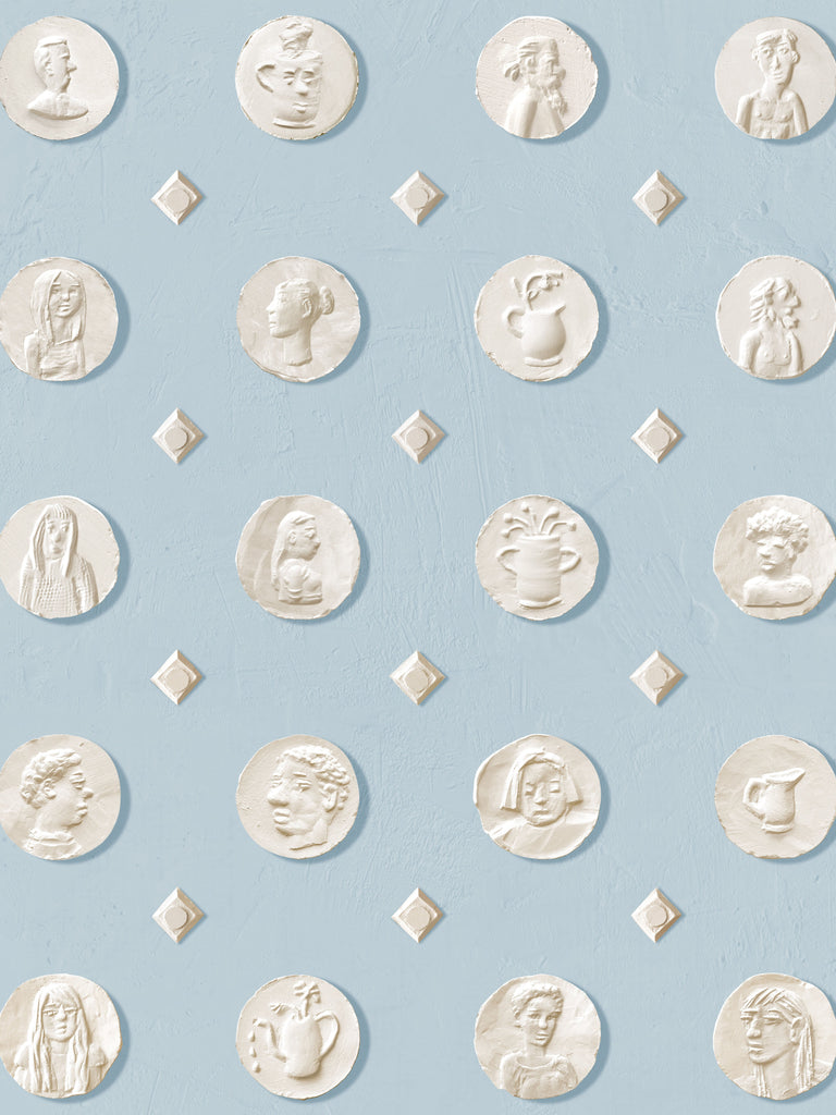 Medals Kiln Blue Wallcovering | FallingStar Studio