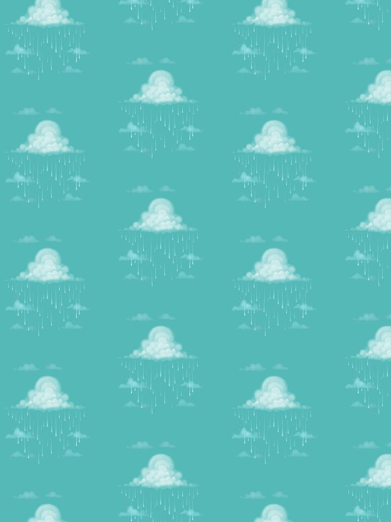 Raindrops Robin Wallcovering | FallingStar Studio