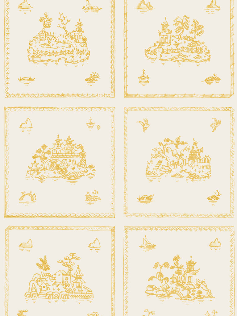 Willow Large, Ochre Wallcovering | FallingStar Studio